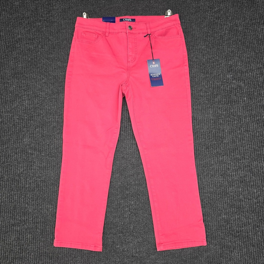 Chaps Madden Capri Pink Slimming Fit Mid Rise Super Stretch Pants Size 6 NEW